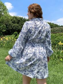 SHEIN EZwear Plus Size Casual Comfortable Tie-Up Shirt Dress Women Short Dresses Summer Woman S Summer Clothes - White - View 2