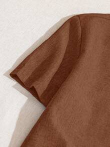 Ensemble 2 pièces pour garçon préadolescent, chemise à col polo manches courtes ample de couleur unie et pantalon long