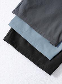 SHEIN 3 件套：青少年男孩宽松工装短裤和 T 恤，适合学校、校园、大学 - 霧霾藍 - 查看 3