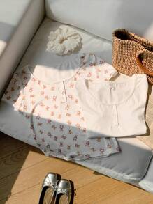 Comfortcana 2-Color Knit Form-Fitting Women T-Shirt, Stylish For Summer Wear - Multicolor - View 5