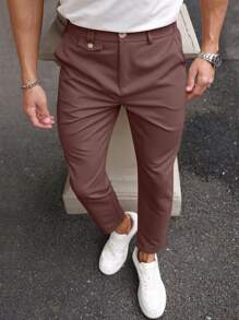 Manfinity Mode 男士休闲纯色斜口袋西装裤