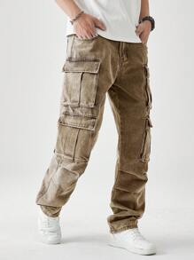 Manfinity Hypemode Quần Jeans Ống Rộng Jeans Cargo Jeans Ống Rộng Quần Jeans Nam - màu nâu - Xem 5