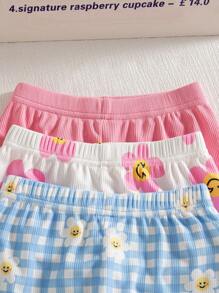 SHEIN Vintaside Kids 女婴舒适百搭可爱吊带短裤套装，夏季多件套服装 - 彩色 - 查看 4