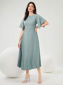 Modelyn 优雅时尚纯色女士派对长款晚礼服 - 藍色 - 查看 5