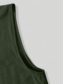 Manfinity Chillmode 男士休闲日常印花圆领无袖上衣 男士无袖T恤 无袖图案T恤 男士图案无袖上衣