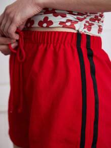 COUREZ Shorts deportivos mini clásicos con rayas laterales, para verano para mujeres, estilo casual de calle, vintage Y2K - Rojo - Ver 7