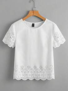 Ellevyn 貝殼邊鏤空邊上衣