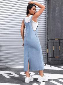 Women's Casual Washed Denim Jumpsuit Dress