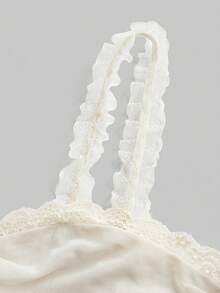 ROMWE Lovely And Sexy Mesh Lace Floral Ruched Camisole For Summer - Beige - View 3