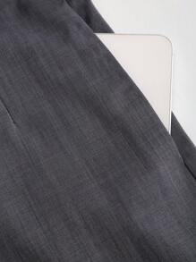 Sweetra High-Waist Wide Leg French Retro Chic Suit Shorts - Navy Blue - View 5