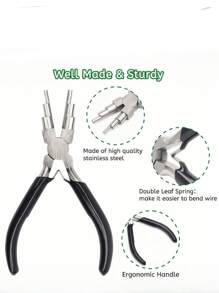 6-i-1-trådlindningstång - Högkvalitativt stål med hög kolhalt, rostfri, slitstark - Verktygsset för smyckestillverkning, lämplig för gör-det-själv-pärlor och reparation