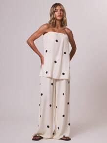 MUSERA Gepunktetes, süßes, zierliches, sexy Röhrentop für den Strandurlaub, fließend, Bandeau-Top für Hochzeitsgäste, Ausgehen, Weihnachtsparty, Herbst, elegant