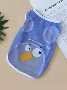 Ropa para perro de malla transpirable de verano/primavera con estampado de dibujos animados que se asemeja a un oso de pelo dorado Keji - Verde - Ver 4