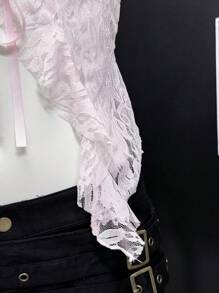 EgrlEra Women's Sexy Sheer Cropped White Top - Pink - View 5