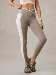 OutZeal Leggings vita alta con tasche laterali, effetto controllo addome, blocchi di colore, adatti per uso casual quotidiano
