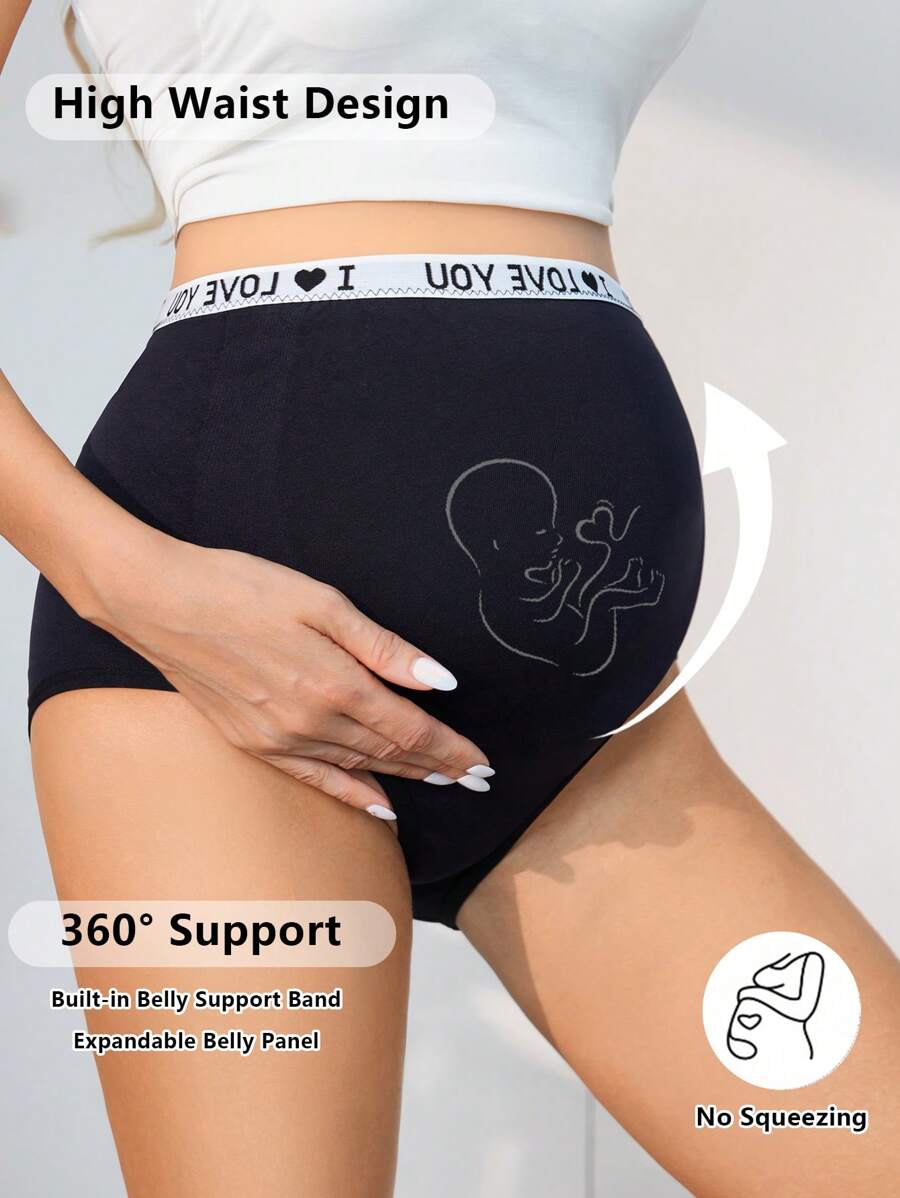 Moonlight&Mama 1pc Seamless Maternity Low Waist Thin Stretch Belly Support Briefs - Black - View 1