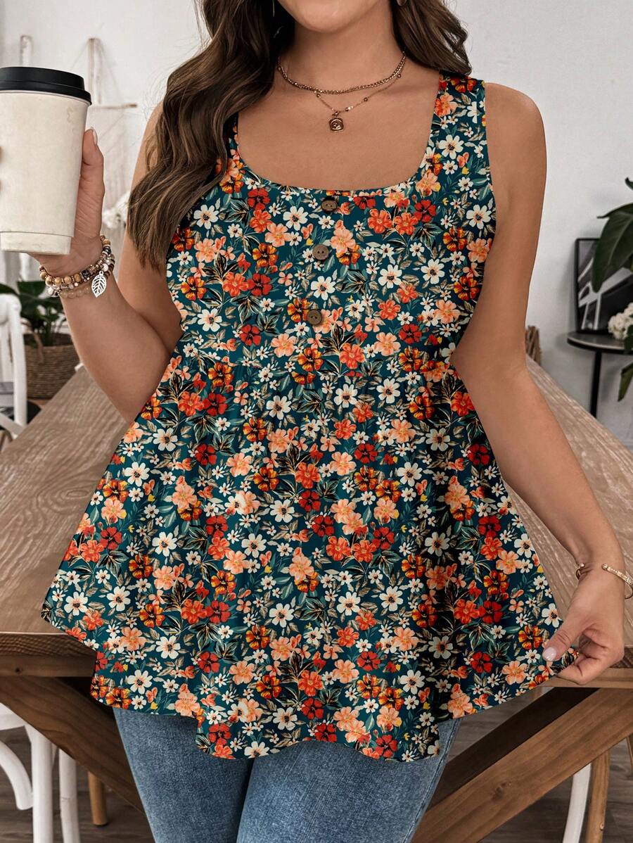 EMERY ROSE Bộ đồ ngủ và áo ba lỗ in hoa cỡ lớn cho nữ, mùa hè - Nhiều màu - Xem 1