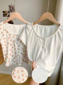 Comfortcana 2-Color Knit Form-Fitting Women T-Shirt, Stylish For Summer Wear - Multicolor - View 2