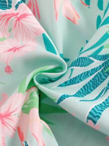 Swim Lushoire Bottom de traje de baño con estampado de hojas para mujer (patrón de impresión aleatorio) - Azul - Ver 5