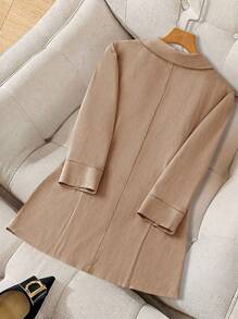 GlowEve CURVE Plus Size Women Lapel Neck Single Button Casual 3/4 Sleeve Thin Blazer Graduation,Back To School,Teacher Outfits For Women Winter Fall Autumn - Khaki - View 2