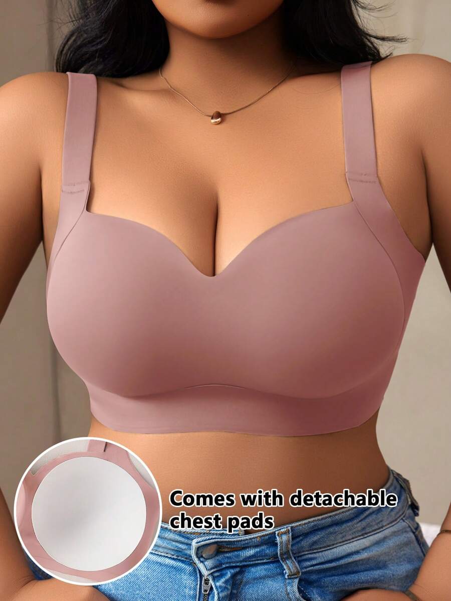 NudeFit 1 件女士无缝钢圈文胸，带模压罩杯、提升和侧支撑、舒适可调节肩带