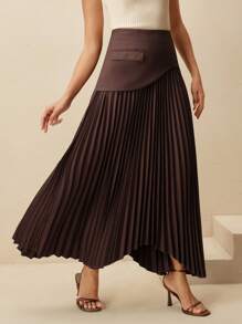 Anewsta Elegant Women Pleated Design Versatile Skirt