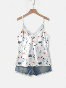 EMERY ROSE Plus Size Elegant Floral Print Cami/Slip Summer Camisole Top Beach Wear