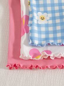 SHEIN Vintaside Kids 女婴舒适百搭可爱吊带短裤套装，夏季多件套服装 - 彩色 - 查看 7