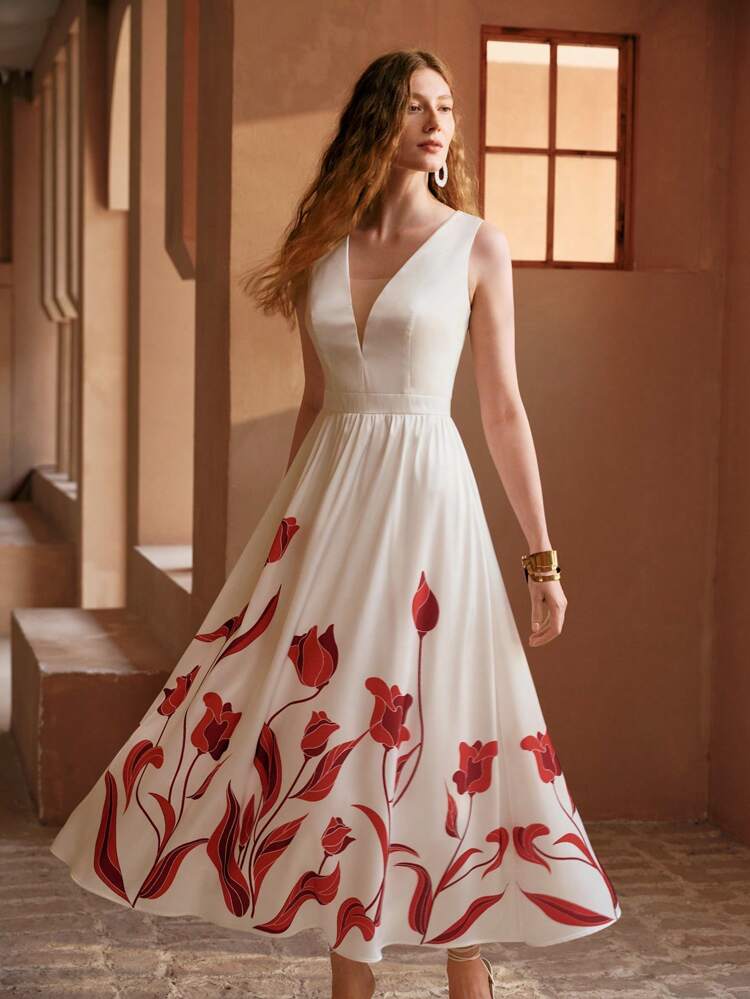 Abito lungo da donna stampato per le vacanze