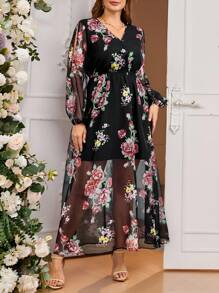 SHEIN Clasi Plus Size Long Sleeve Dress, Fashionable For Summer - Multicolor - View 8