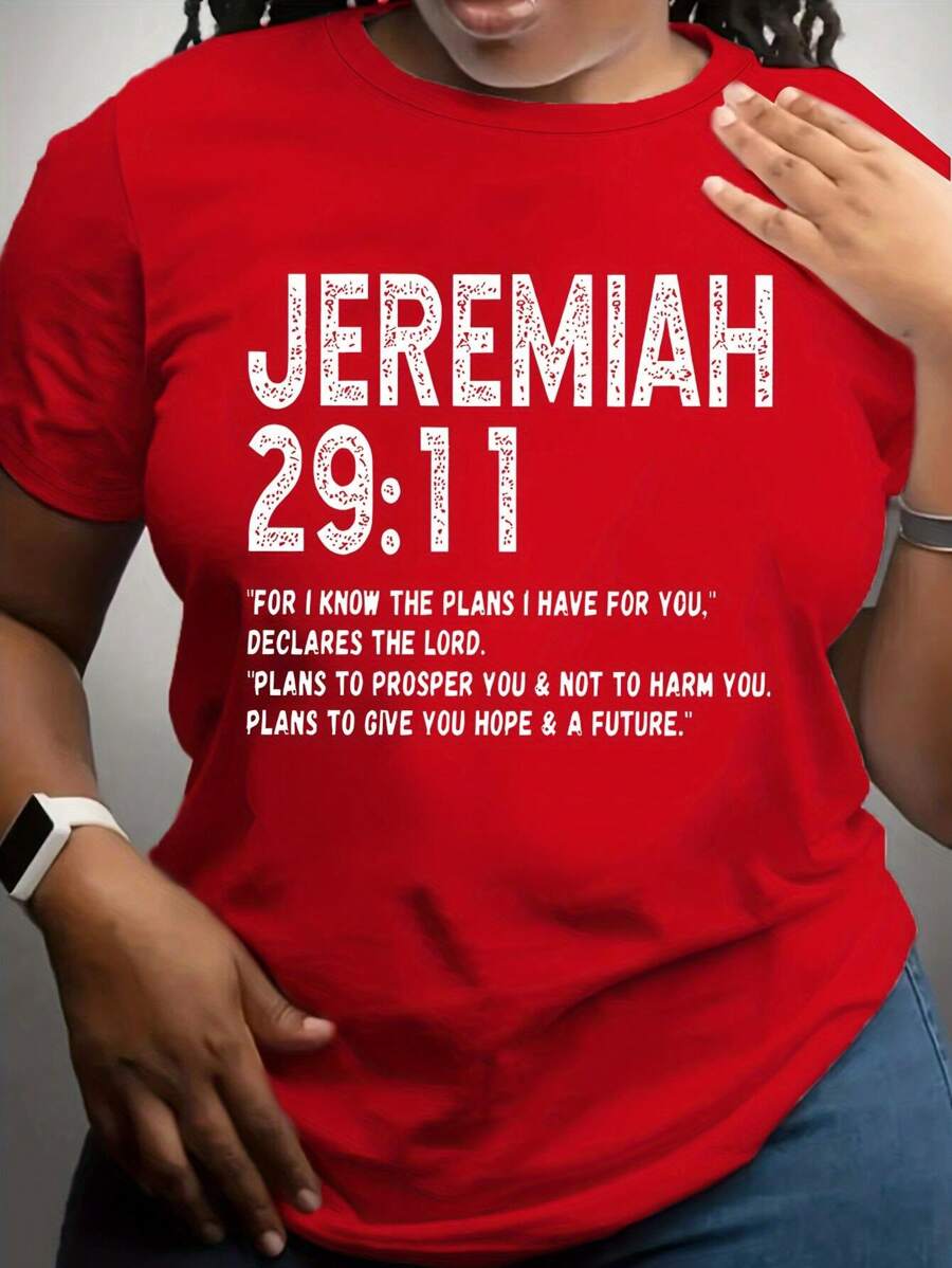 Maweii Áo thun cổ tròn thường ngày cỡ lớn dành cho nữ, vải mềm thoáng khí, có thể giặt bằng máy, thoải mái cho mọi mùa khi mặc thường ngày - Đỏ - Xem 1