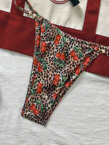 Sweetra 2pcs 2025 Women's Random Printed Wireless Backless Top And Thong Bikini Sexy Swimsuit Set For Beach Vacation, Summer - Multicolor - View 5