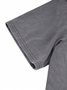 Manfinity Homme T-shirt décontracté à manches courtes col rond avec imprimé lettres pour hommes, T-shirt décontracté à manches courtes col rond avec imprimé lettres pour hommes, T-shirt décontracté à imprimé drapeau américain pour hommes, style décontracté convenant pour le 4 juillet - Multicolore - Voir 3