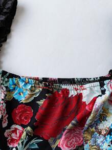 Sweetra Plus Size Vintage Style Elegant Print Simple Dress - Red - View 4