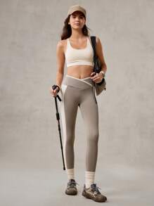 OutZeal Leggings vita alta con tasche laterali, effetto controllo addome, blocchi di colore, adatti per uso casual quotidiano