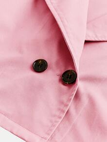 青少年女孩宽松休闲简约舒适收腰时尚长袖风衣 - 淺粉色 - 查看 3