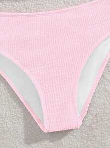 Tween Girls Ribbed Fabric Modest Bikini Sets, Fashion Swimwear Appropriate For Vacation, Swimming, Beach, Summer Teen Two Piece Swimsuit Girls Two Piece Bathing Suit Two Piece Swimsuit Teen Bikini Ribbed Bikini Summer Holiday - Pink - View 4