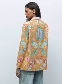 Maija Digital Print Yellow Single-Breasted Ladies' Jacket, Casual Business Blazer For Women, Suitable For Vacation & Leisure In Fall/Winter - Multicolor - View 3