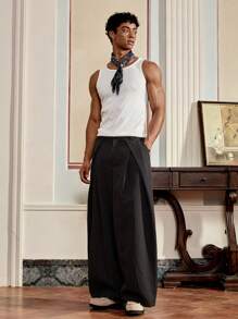 SWAVVY 男士条纹印花拉链交叉宽松裤，秋季