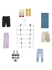 6-Layer Metal Skirt Clip, White, Minimalist & Practical Multi-Function - Black and White - View 5