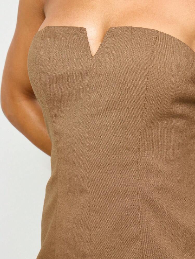 Strapless Linen Feel Bodice Corset Style Top
