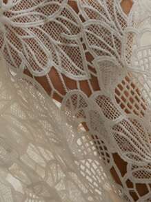 Aveloria Rosie Elegant Feminine Chic French Style Romantic Date Fancy Lace Patchwork Ruffled Round Neck Women's Shirt, Luxurious Premium Design, Puff Sleeve Fall Cloth For Women - White - View 7