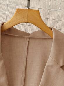 GlowEve CURVE Plus Size Women Lapel Neck Single Button Casual 3/4 Sleeve Thin Blazer Graduation,Back To School,Teacher Outfits For Women Winter Fall Autumn - Khaki - View 4
