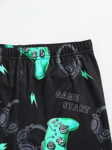 Dozemod Kids & Tween Boys Snug Fit Luminous Game Controller Graphic T-Shirt & Shorts Soft 2 Pieces Pajama Set - Green - View 4