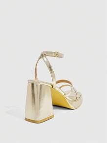 CUCCOO SZL Sandalias de tacón alto con rayas doradas de moda para mujer para Navidad - Dorado - Ver 10