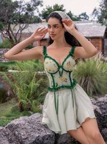 Myrelith 1pc Printed Mesh Underwire Sexy Bra For Women For Going Out