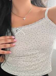 Dazy Plus 大码蝴蝶结碎花吊带背心