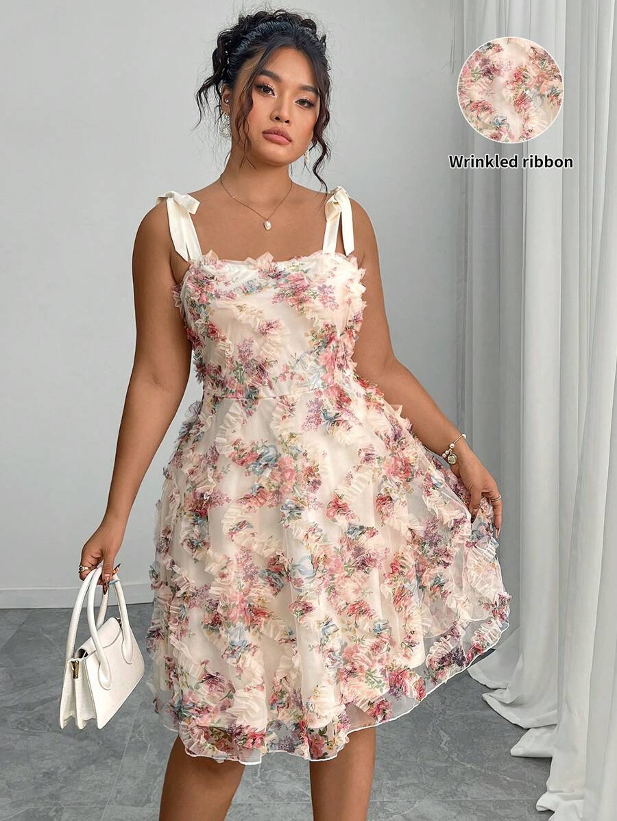 Elenzga Váy ngủ in hoa lãng mạn cỡ lớn cho nữ, mùa hè - Nhiều màu - Xem 1