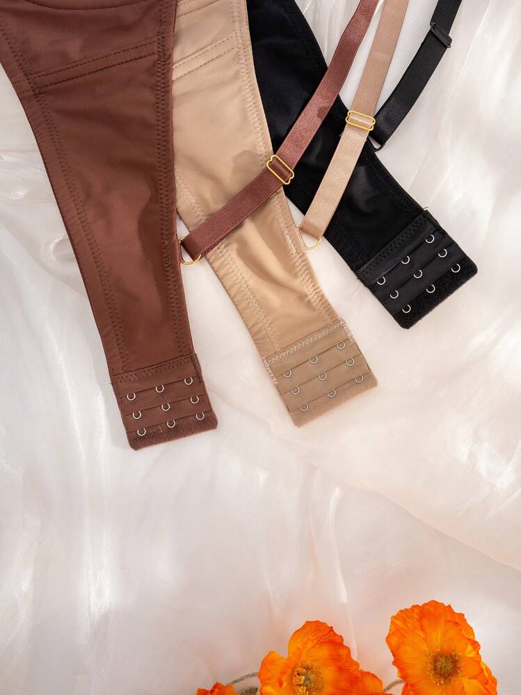 3 件套加大码舒适无钢圈波浪下摆文胸，提升型 - 彩色 - 查看 5