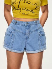 SHEIN ICON Plus Size Women's Cool & Fashionable Denim Shorts